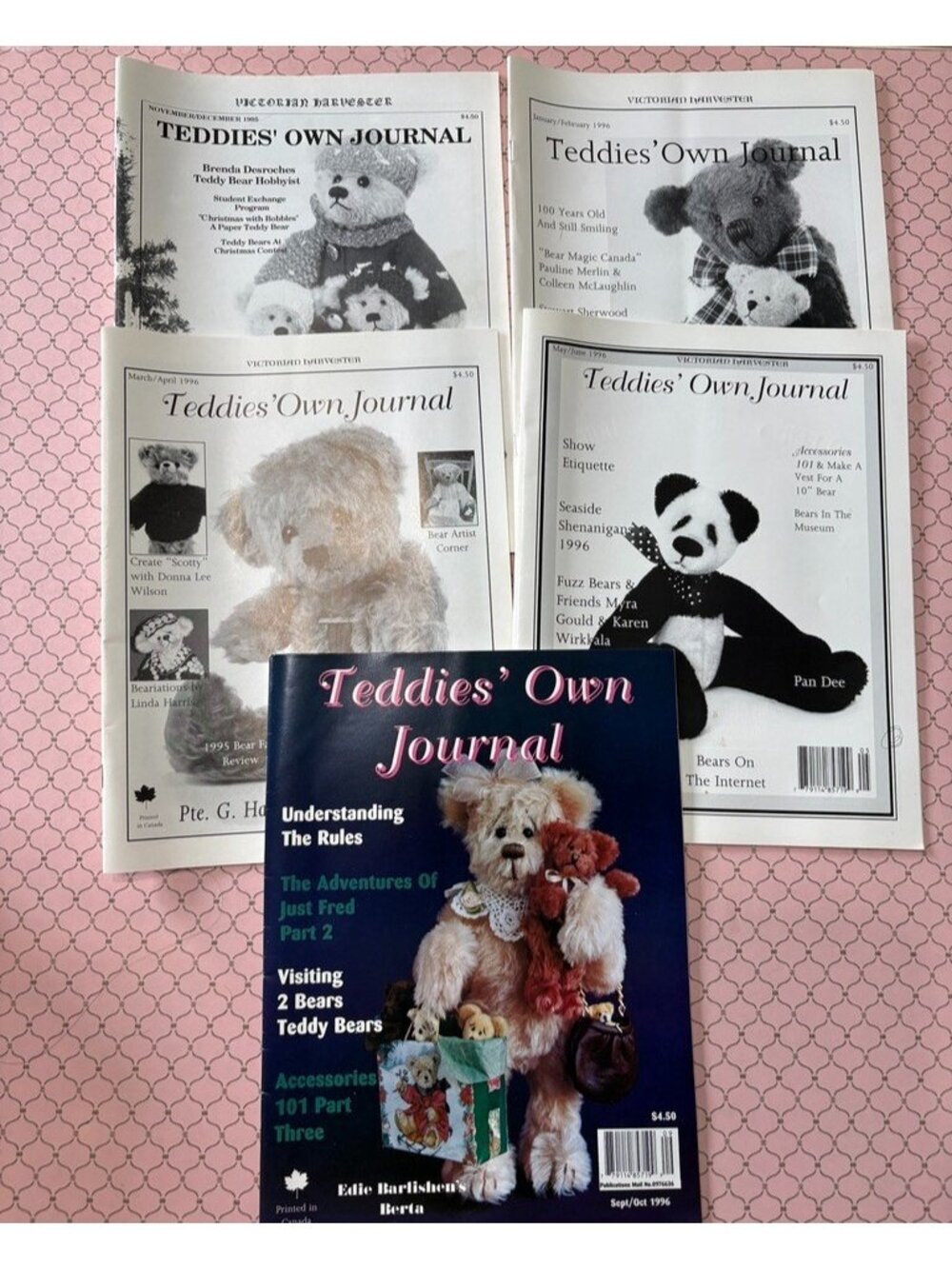 Teddies' Own Journal Magazine Lot of 5 Back Issues Reference 1995/96